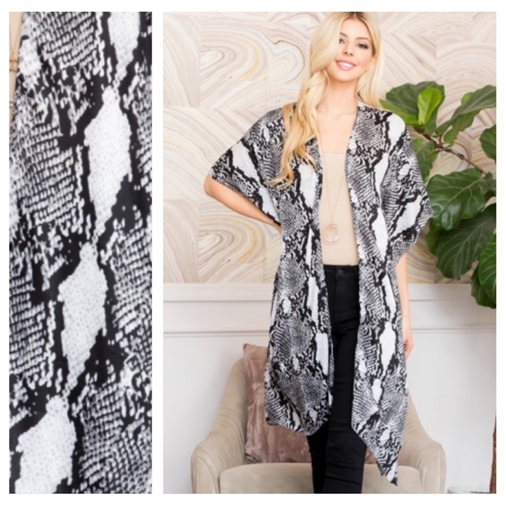 Sexy Snakeskin Animal Print Kimono Wrap Arms Robe Swim Coverup O/S S-2XL